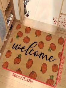 1pc Best-Selling Cute Real Pumpkin Welcome Doormat/Floor Rug - 900GSM Soft Velvet, Machine Washable Durable Stain-Resistant Quick-Drying, Suitable For Indoor/Outdoor Decor, Bedroom, Kitchen, Photo Props, Holiday Gifts, All Season