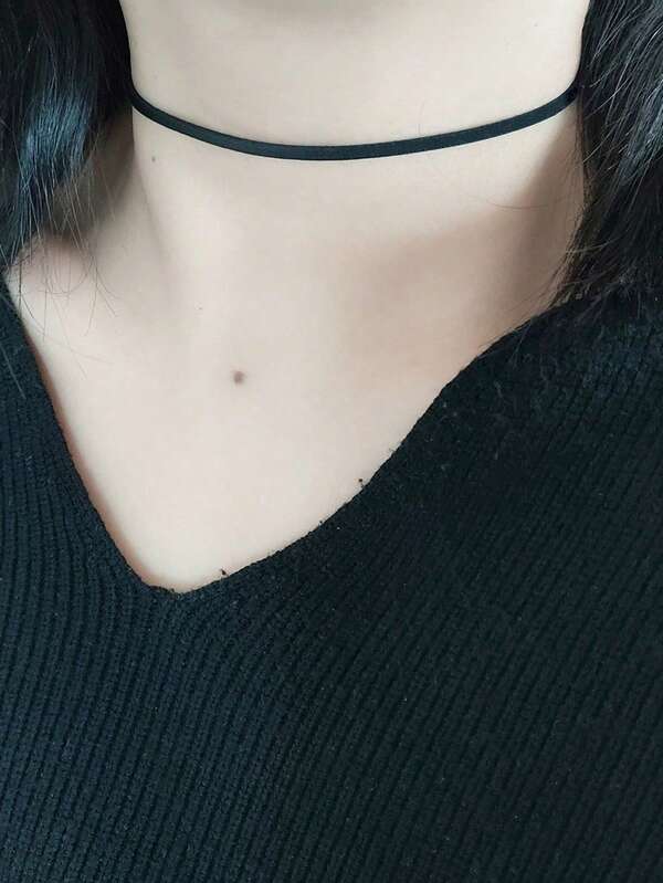 1 Stück minimalistischer, vielseitiger, dunkel-punkiger, sexy schwarzer PU-Halskragen-Kette, kurze Schlüsselbein-Kette, Hals-Dekoration, Accessoire, geeignet für den täglichen Gebrauch