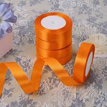 1 Roll Satin Ribbon, Suitable For Handmade Bows, Crafts, Weddings, Christmas Decorations, DIY Cards, Gift Wrapping - Orange - View 5