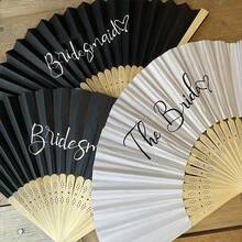 Bride Bridesmaid Hand Fan Summer Beach Pool Wedding Engagement Bach Weekend Bachelorette Hen Party Bridal Shower Honeymoon Gift - 彩色 - 查看 5