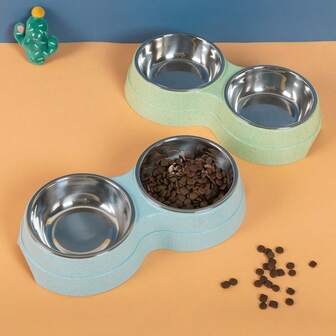 Dual-Purpose Stainless Steel Pet Bowl 100ml Dog Water Feeder Food Bowl, Plastic Pet Bowl For Cats And Dogs