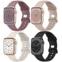 4 pièces Bracelets compatibles, Bracelet de sport en silicone souple pour Apple Watch Series Ultra/Ultra 2, 10/9/8/7/6/5/4/3/2/1 SE, 38mm/40mm/41mm/42mm/44mm/45mm/46mm/49mm, Convient pour les hommes et les femmes - Multicolore - Voir 11