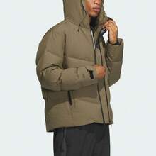 Adidas Light Sport Warm Windproof Hooded Goose Down Jacket Unisex Olive Green