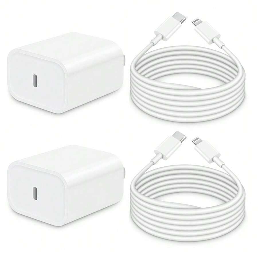 20W 充电器套装 - 20W 快速充电器适配器 + 200 厘米高效数据同步快速充电线,兼容 14/13/12/11 Pro Plus/XS/XR/8/7/9 系列 - 美規A型插(110-127V) - 查看 1