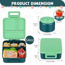 8oz Soup Bento Box, 5 Compartments, Leak-Proof, Suitable For School And Travel - Green - View 5