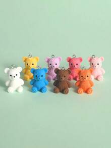 6 mặt dây chuyền gấu nhựa mini các loại, mặt dây chuyền làm đồ trang sức, vòng tay, vòng cổ, móc khóa, hoa tai phụ kiện tự làm - Gấu ngồi - Xem 5