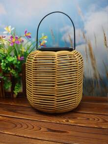 1pc IP65 Waterproof Bohemian Style Solar Lantern, Handwoven Solar Lamp, Hanging/Stake Solar Light, Balcony Outdoor Solar Light, Garden Decor Outdoor Lamp, Suitable For Patio, Terrace, Porch, Tree, Lawn, Path Decor, Christmas Decoration