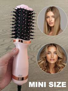 PinkSings Mini Travel Hair Dryer Brush, Compact Hot Air Brush With 2-Inch Oval Brush Head, 3-In-1 Blow Dryer/Curler/Straightener Professional Salon-Grade Electric Hair Dryer Brush, Suitable For Women