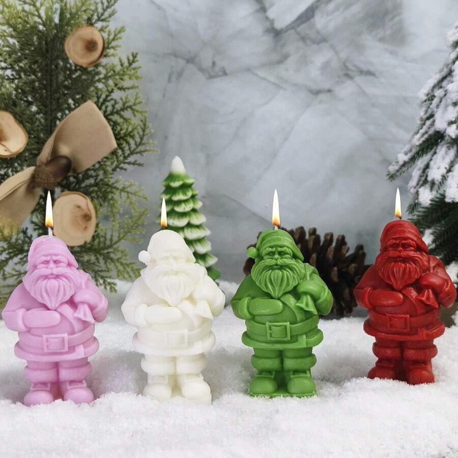 1pc Christmas Santa Claus Shaped Scented Candle, Home Decor Ornament, Holiday Gift, Weight 88g - Multicolor - View 1