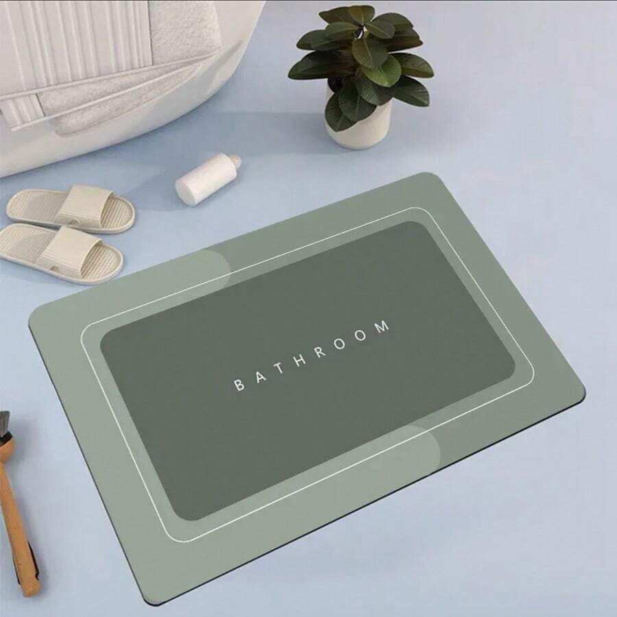Multifunctional Rectangular Bathroom Mat Quick Absorption Non-Slip - Yeşil - Görünüm 1