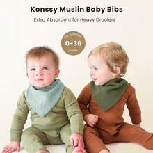 6/4/2件装纯棉婴儿围嘴，适合男孩女孩，吸水大号口水围嘴，适合出牙和流口水 - 彩色 - 查看 5