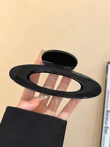 3个/1个 4.53英寸/11.5厘米 豹纹玳瑁纹亮面黑色/红色/黄色椭圆形大号轻便塑料发夹，时尚百搭高端优雅简约发饰，适合日常休闲、派对、通勤、度假、发型设计、化妆、搭配秋冬装扮，秋季发夹，夏季发饰。 - 彩色 - 查看 5