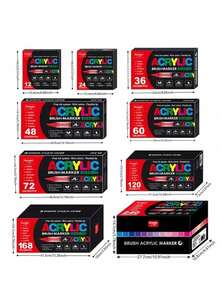 Bộ bút vẽ Acrylic GuangNa Classic 288/240/168/72/120/24/12 màu, Mực Acrylic chảy mượt, Màu sắc phong phú, Phân loại màu toàn diện, Có thể xếp chồng, Độ phủ cao, Bộ dụng cụ vẽ bằng bút dạ, Thích hợp cho vải bố, tranh đá, gỗ, đá, thủy tinh, gốm sứ, dệt may, đồ thủ công DIY, Trở lại trường học, Lưu trữ và di chuyển thuận tiện - Nhiều màu - Xem 8