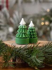 1 Peça Molde de Silicone de Árvore de Natal Mini Base, Adequado para Ceras Derretidas, Mini Decoração de Gesso, Artesanato em Resina e Argila Artesanal, Aplicável para Atmosfera de Natal, Decoração de Mesa para Festa de Ano Novo, Fabricação de Presentes Criativos de Inverno, Compacto, Estável e Fácil de Desmoldar. - Branco - Visão 2