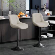 Hawsaiy Adjustable Bar Stools Set Of 2, Swivel Counter Height Bar Chairs With Back, Modern Technical Fabric Barstools Kitchen Island Home, Light Gray