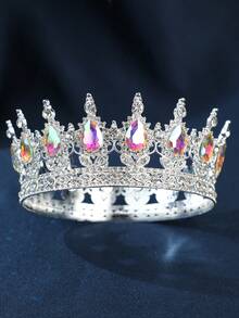 1件女士水钻装饰皇冠设计奢华头饰皇家皇冠新娘优雅头饰活动派对节日装扮头饰，准新娘，头冠 - 彩色 - 查看 21