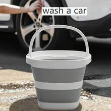 Cubo de agua plegable de plástico portátil, duradero, ahorra espacio, fácil de almacenar, adecuado para lavar el coche, acampar, pescar