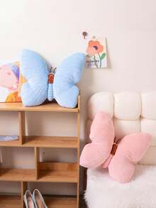 1 pieza Almohada de terciopelo rosa con mariposa, cojín de mariposa de estilo estético para acolchado suave para decoración de sala de estar, sofá y cama, adecuado para decoración diaria, Halloween y Navidad