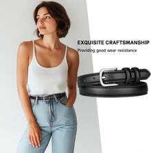 2 Pack Leather Belts Women, Belts Jeans Pants Dresses With Stylish - Black+White - View 3