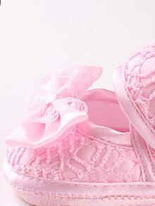 1 Par de Sapatos de Princesa para Bebê Recém-Nascido Menina, Primeira Caminhada, Mary Jane Flats com Laço, Sola Macia Antiderrapante, Tênis de Princesa para Casamento, 0-12M