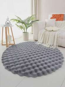 1pc Cream Bubble Plush Carpet, Minimalist, Wabi-Sabi Style, Suitable For Living Room, Bedroom, Vanity, Chair, Spring New Arrival - Grey - View 8