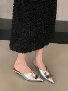 Fall/Winter Women's Fashion Pointed Toe High Heel Pumps,Elegant,Mule,Party - Silver - View 2