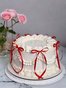 20pcs Red Ribbon Bow Cake Decorations, Minimalist Bow Decor, Home Decor Accessories, Suitable For Home Decor, Weddings, Parties, Candlelight Dinners, Holiday Gifts, Desserts & Baking, Christmas Decorations - Red - View 6