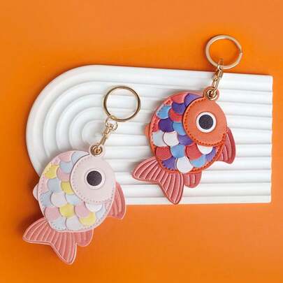 Étui de protection  avec design de poisson de dessin animé mignon pour AirTag, porte-carte d'accès, traceur GPS Apple, sac à dos, porte-clés, pendentif de sac, petit cadeau pour les amis