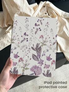这款可爱的花卉元素翻盖保护套，采用精美可爱的卡通紫色花卉图案，双面亚克力水晶透明后盖，防震耐用，兼容iPad 7代、8代（10.2英寸）和10代。它内置笔槽，支持睡眠/唤醒功能，并具备多种折叠支架模式。是春季和生日的绝佳礼物之选。 - 彩色 - 查看 3