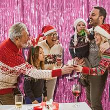 1/2/4/5/6 paquets Rideaux de fond à franges en feuille rose clair, banderoles à franges pour décorations de fête d'anniversaire, rideau de fond à franges pour remise de diplômes, révélation du sexe, fête disco