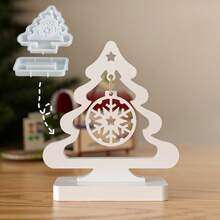 SILIKE LUFEI DIY Resin Mold 2pcs Christmas Tree Snowflake Pendant Decor Mold Home Decoration Tabletop Resin Plaster Silicone Mold - Christmas Molds - View 1
