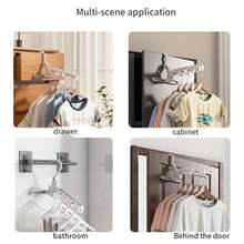 1pc Random Style Foldable Drying Rack With 5 Holes - Portable Clothes Drying Rack For Door, Hanging Storage Clothes Rack Suitable For Bathroom, Drawer, Wardrobe, Ideal For Outdoor Camping, Business Trip, Travel - Grey - View 9