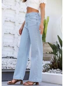 Jeans High Waisted Straight Leg Loose Jeanshalloween - Beige - View 9