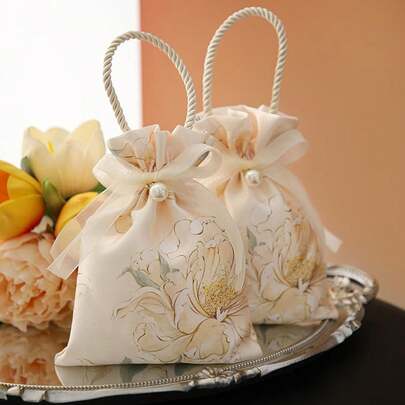 Fabric Gift Bags With Closure Drawstrings And Handles, Suitable For: Jewelry, Jewelry, Wedding Gifts, Wedding Candies And Other Gift Bags