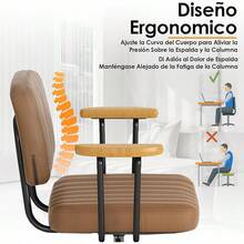 Silla Oficina en Casa,Silla Trabajo Giratoria Cuero PU con Respaldo Bajo y Brazos,Silla Escritorio con Ruedas Ajustable en Altura para Niños,Adolescentes y Adultos Marrón - Gama alta 1 - Ver 3