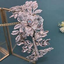 1 Stück Silber Kristall Haarschmuck für Frauen, handgefertigtes Perlen Blumen Haarband Haaraccessoire, geeignet für Hochzeit, Verlobung, Abschlussball