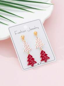 1 Pair Christmas Colorful Christmas Tree Enamel Faux Soft Pottery Design Women Fashion Jewelry Earrings, Perfect Gift For Holiday Parties - Multicolor - View 2