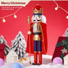 38cm Nutcracker 1PC Soldier Puppet Wooden Nutcracker Statue Craft Doll Christmas Living Room Office Desktop Holiday Gift - Multicolor - View 1
