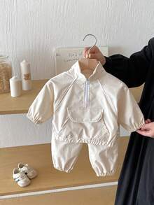 Autumn Korean Style Baby Girl Sport Suit, Toddler Boys Casual Outfits And Girls Pants 2 Pieces Set, - 杏色 - 查看 2