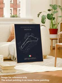 3 Piezas Conjunto de Arte en Lienzo de Pista de Carreras Moderna - Enmarcado, Diseño Minimalista en Negro y Blanco con Pistas de F1 y Proverbios Italianos, Perfecto para Decoración de Dormitorio, Sala de Estar, Oficina en Casa, Cafetería, Decoración de Pared de Bar, Decoración de Automóviles, Arte de Pared Enmarcado