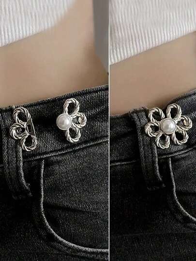 3pcs Adjustable Waist Cincher, Waist Extender Set, Extra Button For Tighter Fit On Jeans, Pants Waist Adjuster, Fashion Girl Accessory For Jeans, Pants And Clothing