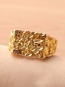 1pc Gold Ripple Design Elegant Ring, Made Of Copper Material, Non-Fading And Hypoallergenic, Suitable For Party, Banquet And Daily Wear - Gold - View 8