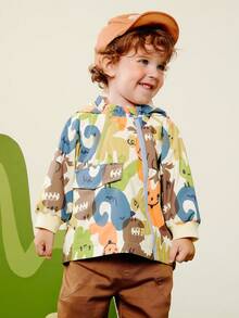 mini bala Boys Soft Faux Leather Hoodie Windproof Soft Cozy Stylish Outdoor Top - Flower Green Tone - View 1