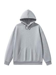 定制男士连帽衫，多种文字选项可选，只需上传图片即可获得独一无二的个性化连帽衫。时尚之选，打造您的专属连帽衫。无论是自用还是送礼，都是绝佳之选。长袖卫衣 - 灰色 - 查看 3