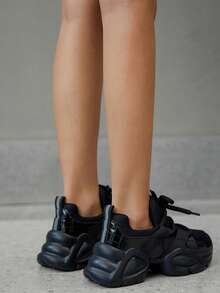 DareSee Women's Fashion Sneakers, Non-Slip, Breathable Mesh Fabric, Thick Sole, Pink, White, Silver, Black Color Options, Stylish Platform Casual Shoes, Plus Size Winter Gifts