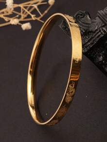 1 chiếc vòng tay may mắn hình rồng phượng bằng thép không gỉ mạ vàng 18K, phụ kiện cổ điển thanh lịch đa năng, phù hợp cho trang phục hàng ngày của phụ nữ, đám cưới, quà tặng cho bạn gái - Vòng tay kín Phượng Hoàng Vàng - Xem 9