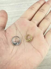 SENLANSP 1-3 pièces Anneau de septum, anneau de nez, anneau de lèvre, spirale d'hélix d'oreille, bijoux de piercing corporel de style européen en acier inoxydable 8/10mm avec design de lune et d'homme âgé, convient comme cadeau de vacances - boucles d'oreilles - Voir 10