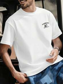 T-shirt con grafica casco da football , T-shirt da uomo con stampa fronte-retro, alla moda, casual, girocollo, in cotone 220 g/m2 (1 pezzo)