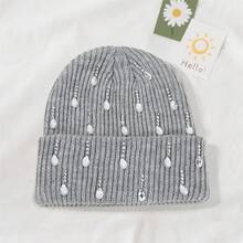 Knit Rhinestone Embellished Hat For Women, Winter Warm Beanies Cap For Outdoor Shopping, Dating, Ski - 淺灰色 - 查看 2