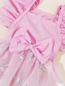 一套宠物薄纱婚纱，带领结，可爱印花连衣裙+领结宠物服装，弹力网纱公主宠物裙，适合猫狗 - 彩色 - 查看 6